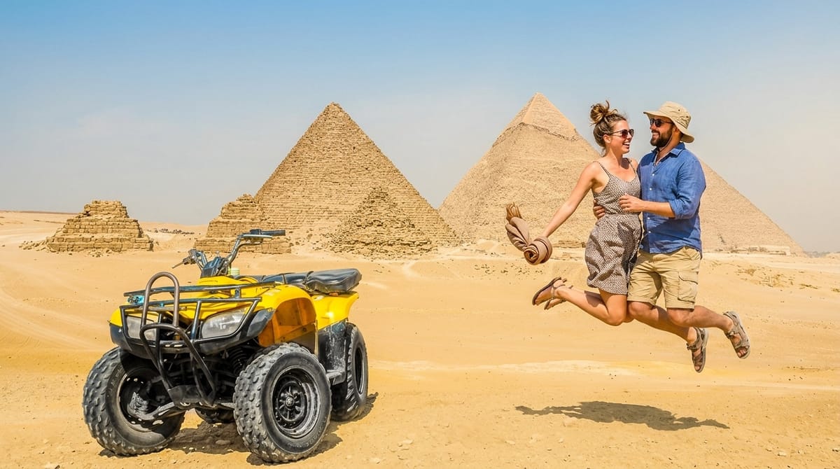 Sarah & Tom at Giza Pyramids & Sphinx