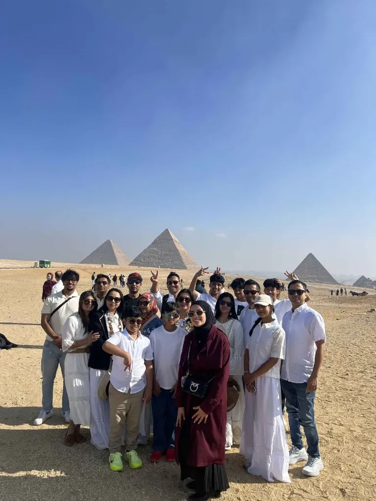 Mixed Doctors Group with Family at Giza Pyramids & Sphinx